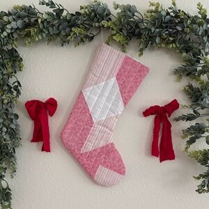 Pink Quilted Holiday Stocking